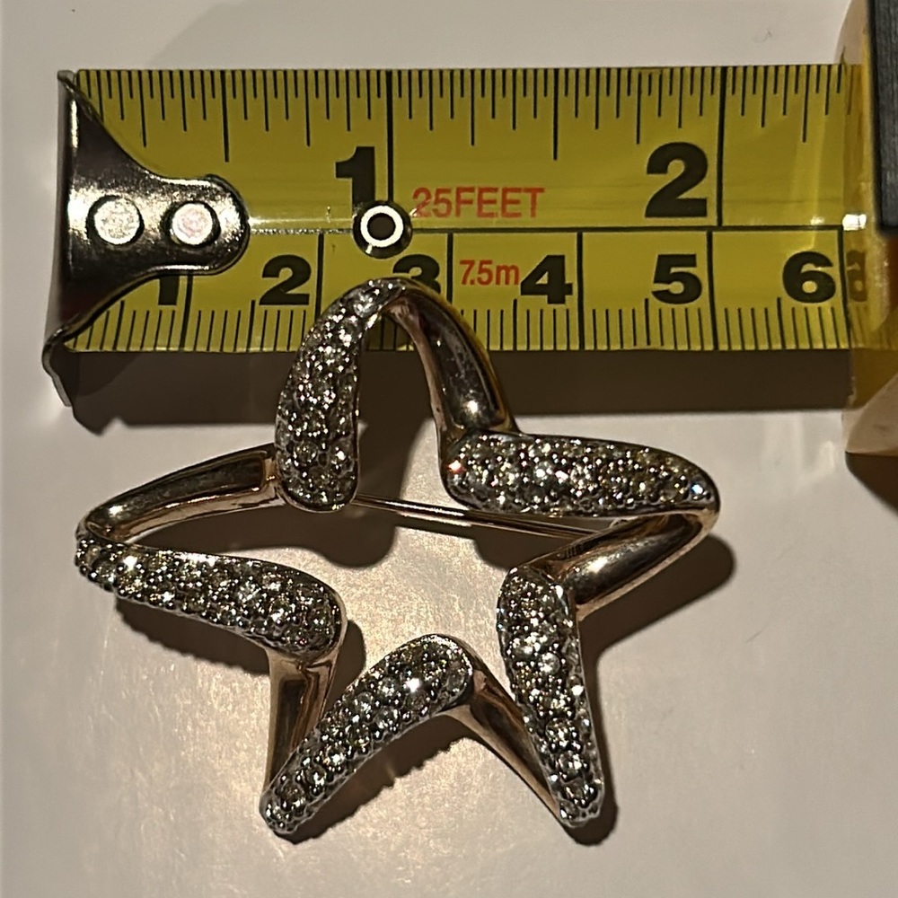 Gold-Tone & Rhinestone Star Brooch Pin - Picture 3 of 3